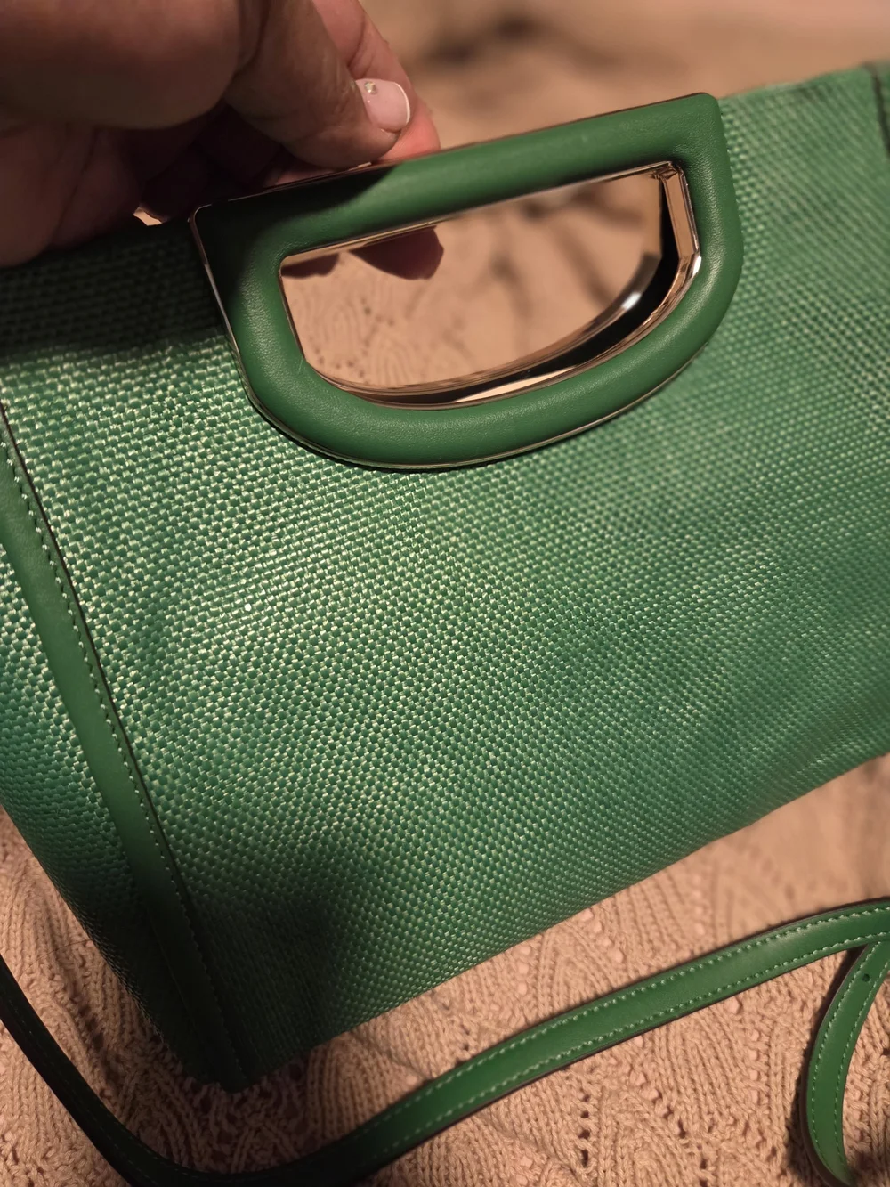 Kate Spade Alexia Green Straw Clutch Bag
